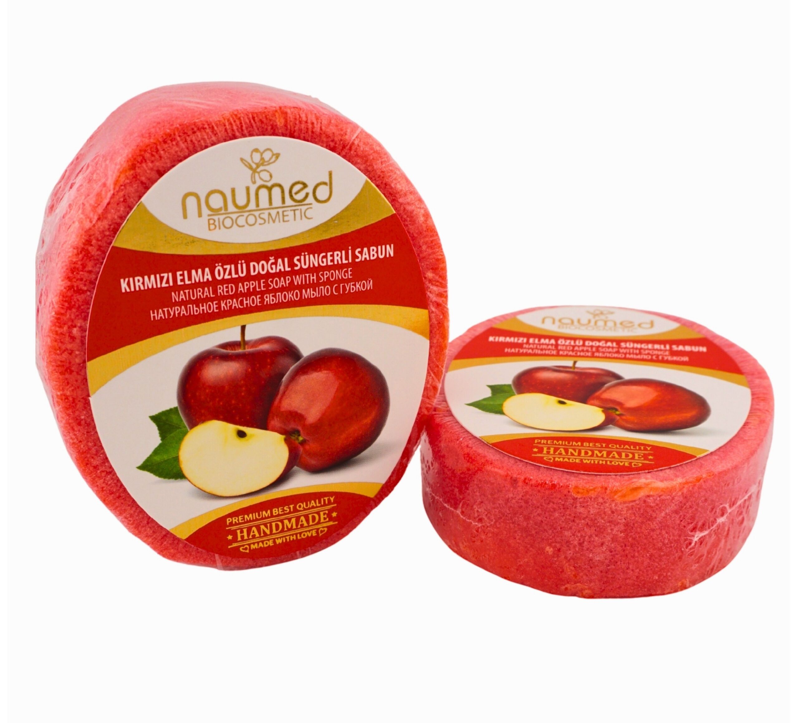 Ürün Görseli Kırışıklık Giderme - 1 Naumed Roter Apfel Schwammseife 135 g – Reinigung & Pflege – Bild 1