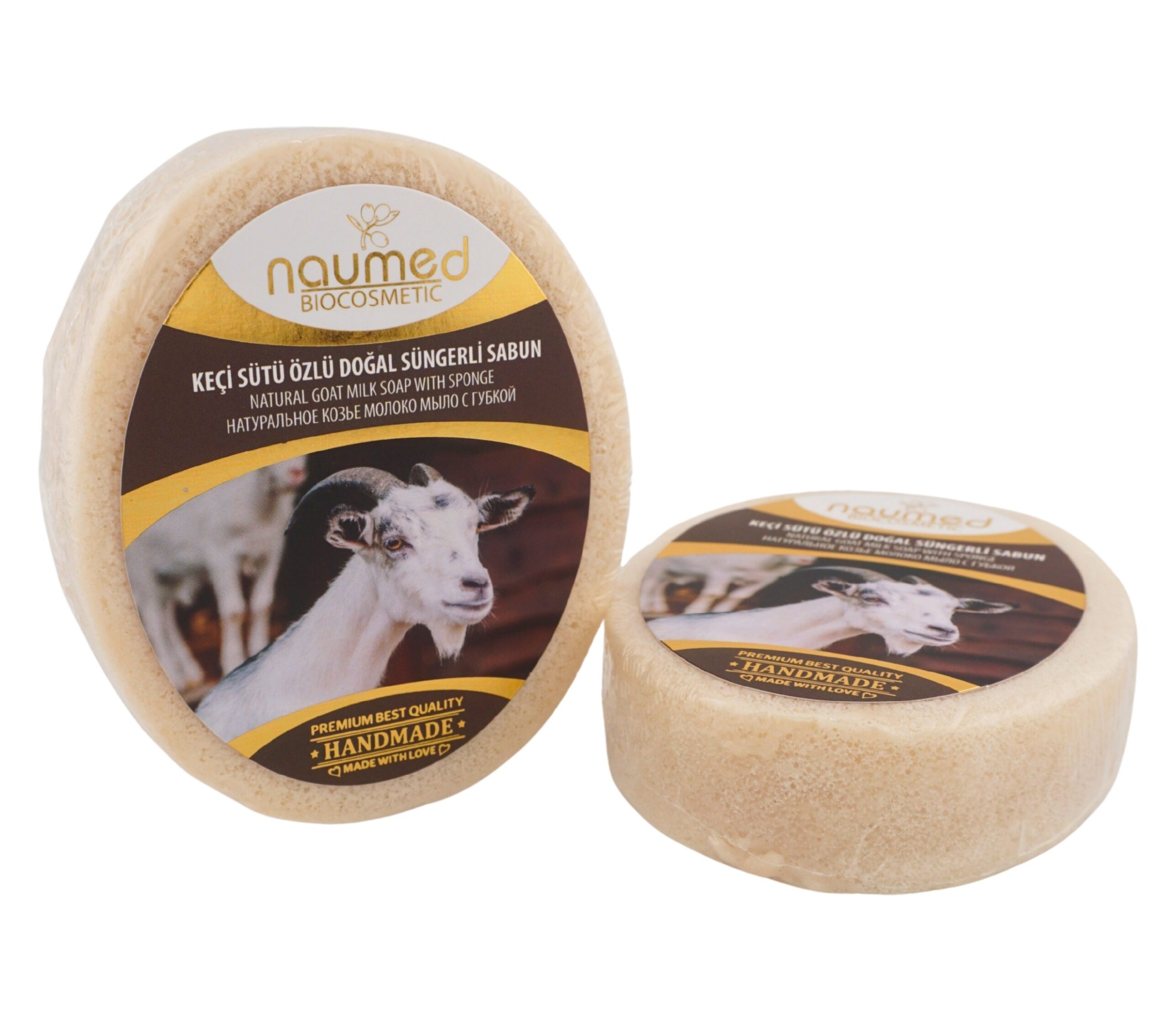 Ürün Görseli Kırışıklık Giderme - 1 Naumed Ziegenmilch Schwammseife 135 g – Reinigung & Pflege – Bild 1